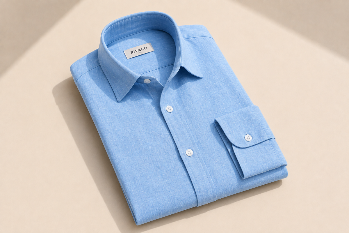 RIVARO classic blue linen shirt crafted from premium natural fibers - Our Story