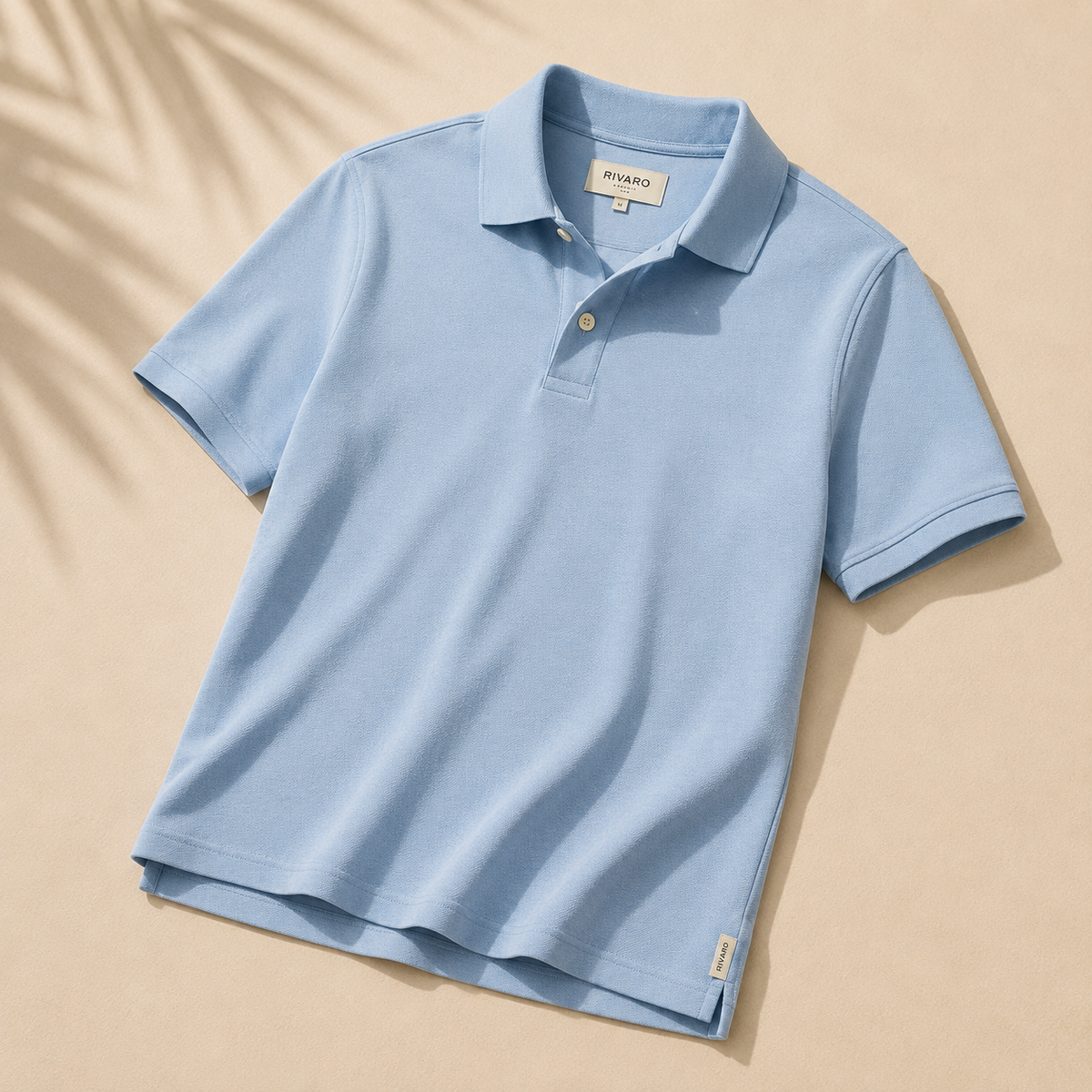 Men's casual light blue linen polo shirt - Rivaro Polos Collection