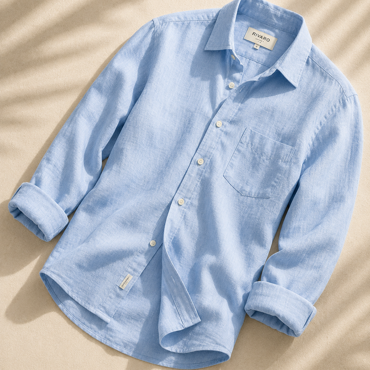 Men's light blue long sleeve linen shirt - Rivaro Shirts Collection